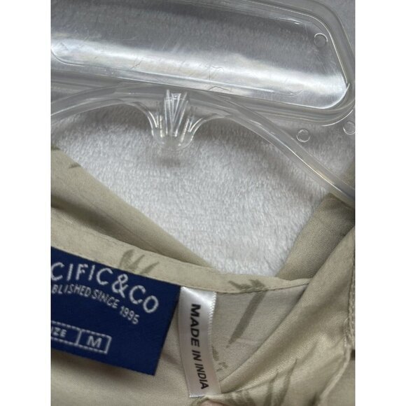 Las Vegas Palm Trees short sleeve button up MENS M Khaki Beige Retro - Picture 5 of 13